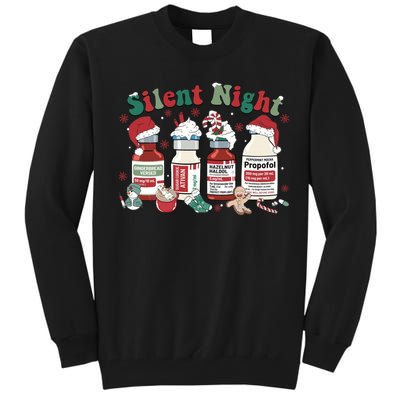 Retro Silent Night ICU Nurse Christmas Intensive Care Unit 1 Tall Sweatshirt