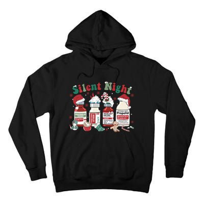 Retro Silent Night ICU Nurse Christmas Intensive Care Unit 1 Tall Hoodie