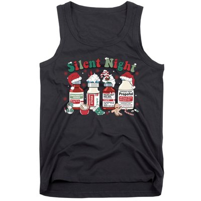 Retro Silent Night ICU Nurse Christmas Intensive Care Unit 1 Tank Top