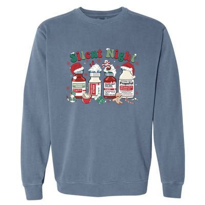 Retro Silent Night ICU Nurse Christmas Intensive Care Unit 1 Garment-Dyed Sweatshirt