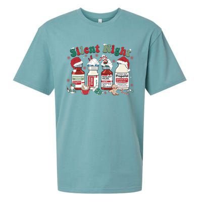 Retro Silent Night ICU Nurse Christmas Intensive Care Unit 1 Sueded Cloud Jersey T-Shirt