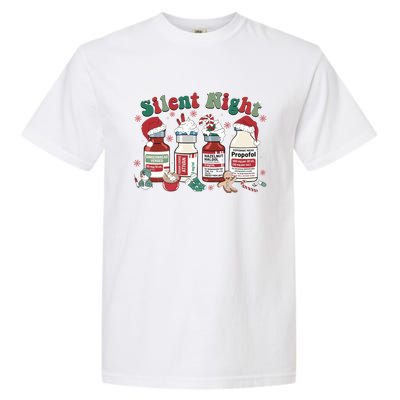 Retro Silent Night ICU Nurse Christmas Intensive Care Unit 1 Garment-Dyed Heavyweight T-Shirt