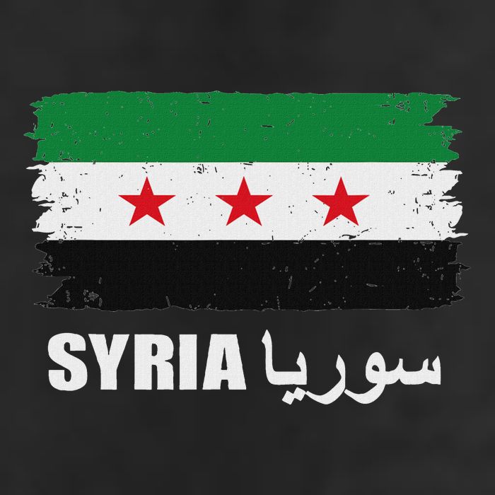 Syria Name In Arabic Syria Flag New Syrian Flag Syria 7 Panel Mesh Trucker Snapback Hat