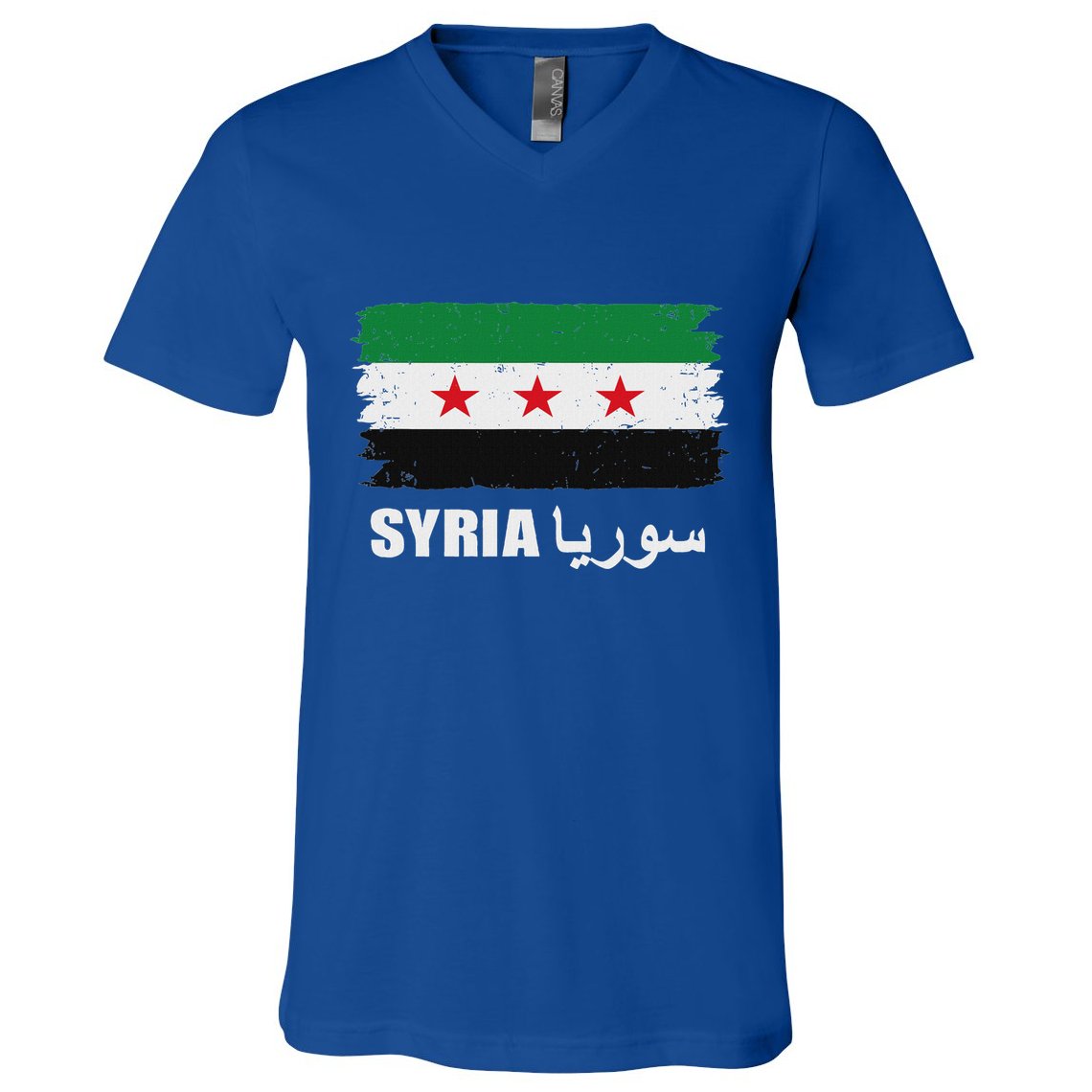 Syria Name In Arabic Syria Flag New Syrian Flag Syria V-Neck T-Shirt