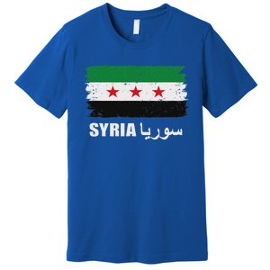 Syria Name In Arabic Syria Flag New Syrian Flag Syria Premium T-Shirt