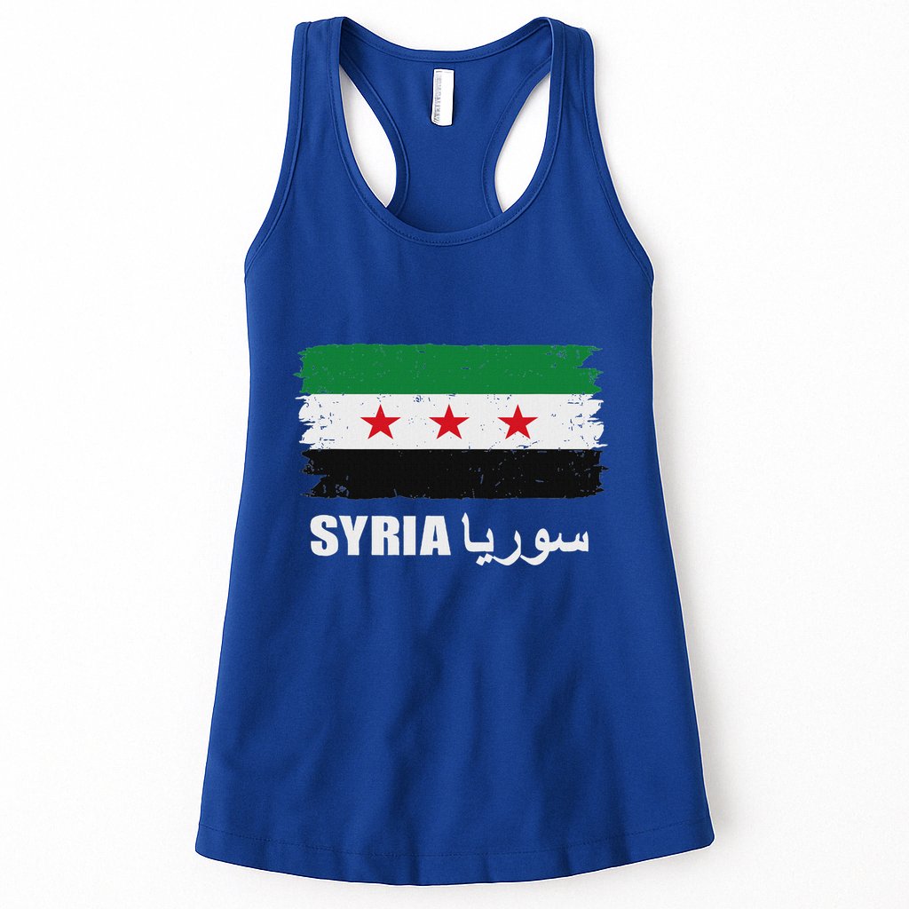 Syria Name In Arabic Syria Flag New Syrian Flag Syria Womens Tank Top