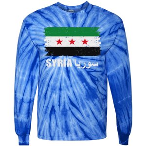 Syria Name In Arabic Syria Flag New Syrian Flag Syria Tie-Dye Long Sleeve Shirt