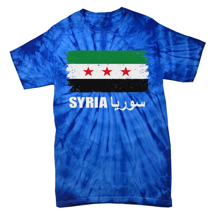 Syria Name In Arabic Syria Flag New Syrian Flag Syria Tie-Dye T-Shirt