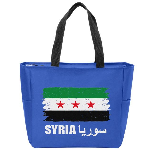 Syria Name In Arabic Syria Flag New Syrian Flag Syria Zip Tote Bag