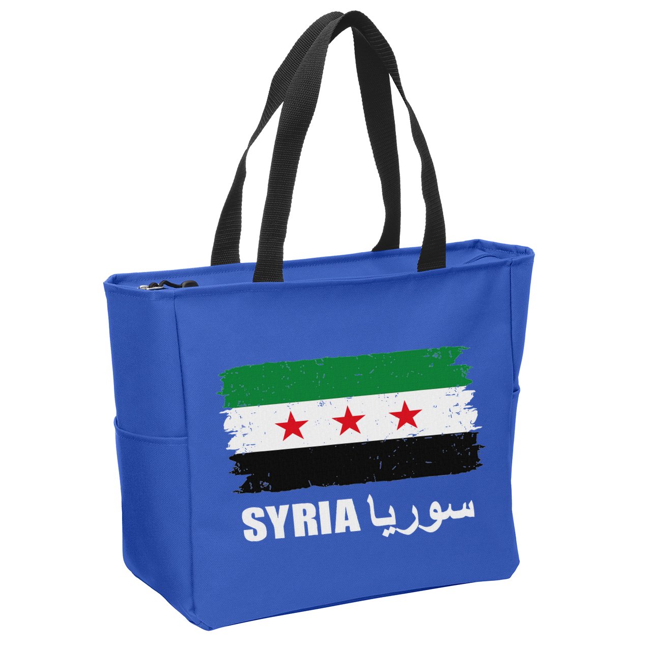 Syria Name In Arabic Syria Flag New Syrian Flag Syria Zip Tote Bag