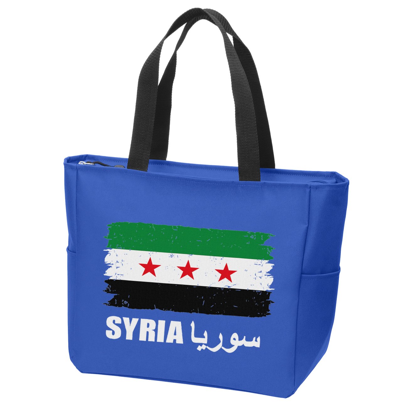 Syria Name In Arabic Syria Flag New Syrian Flag Syria Zip Tote Bag