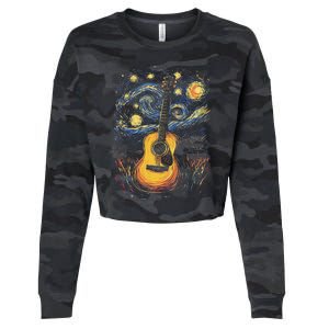 Starry Night Inspired Acoustic Guitar Cropped Pullover Crew