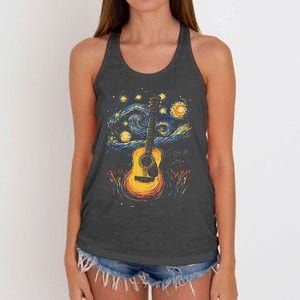 Starry Night Inspired Acoustic Guitar Women's Knotted Racerback Tank