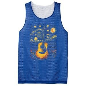 Starry Night Inspired Acoustic Guitar Mesh Reversible Basketball Jersey Tank