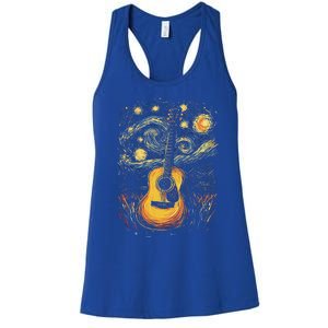 Starry Night Inspired Acoustic Guitar Women's Racerback Tank