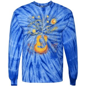 Starry Night Inspired Acoustic Guitar Tie-Dye Long Sleeve Shirt