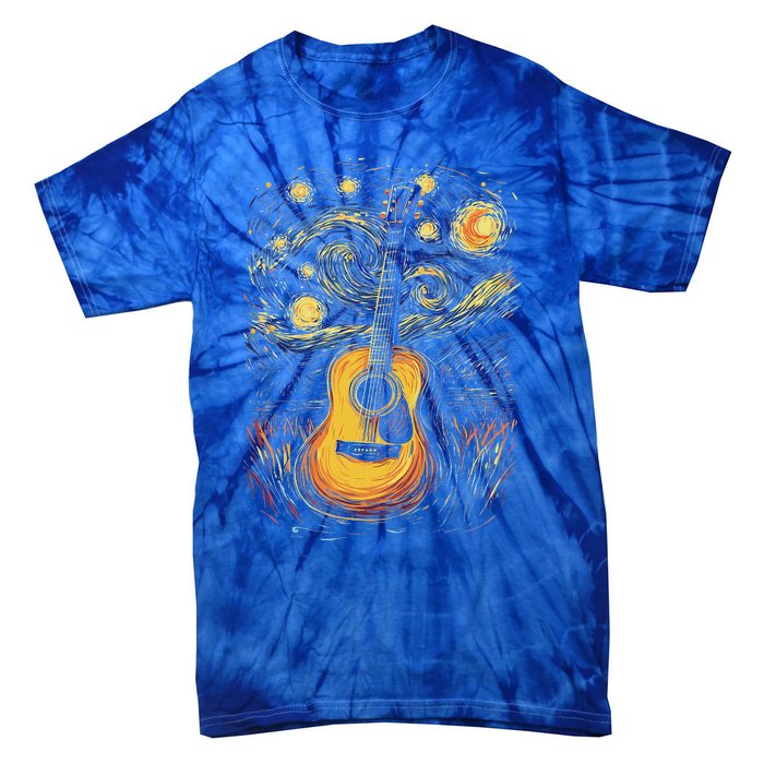 Starry Night Inspired Acoustic Guitar Tie-Dye T-Shirt