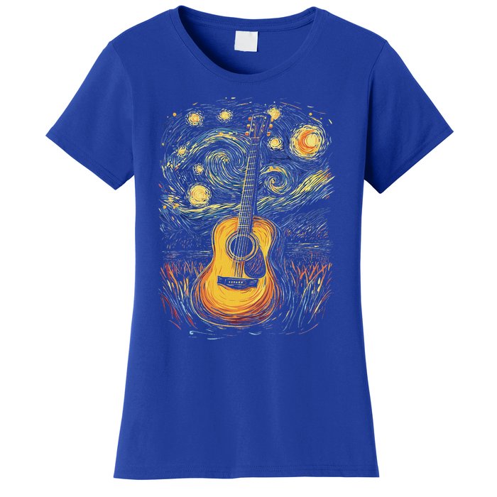 Starry Night Inspired Acoustic Guitar Women's T-Shirt