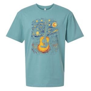 Starry Night Inspired Acoustic Guitar Sueded Cloud Jersey T-Shirt