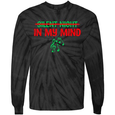 Silent Night In My Mind - Music Christmas Graphic  Tie-Dye Long Sleeve Shirt