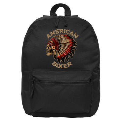 Skull Native Indian Vintage American Motorcycle 16 in Basic Backpack