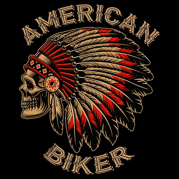 Skull Native Indian Vintage American Motorcycle Womens T-Shirt
