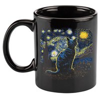 Starry Night Inspired Cat Gifts Funny Cat 11oz C Handle Ceramic Mug