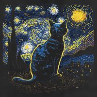 Starry Night Inspired Cat Gifts Funny Cat 11oz C Handle Ceramic Mug