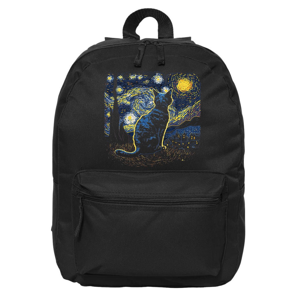 Starry Night Inspired Cat Gifts Funny Cat 16 in Basic Backpack