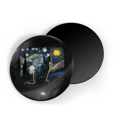 Starry Night Inspired Cat Gifts Funny Cat Magnet