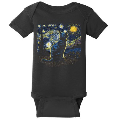 Starry Night Inspired Cat Gifts Funny Cat Baby Bodysuit