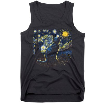 Starry Night Inspired Cat Gifts Funny Cat Tank Top