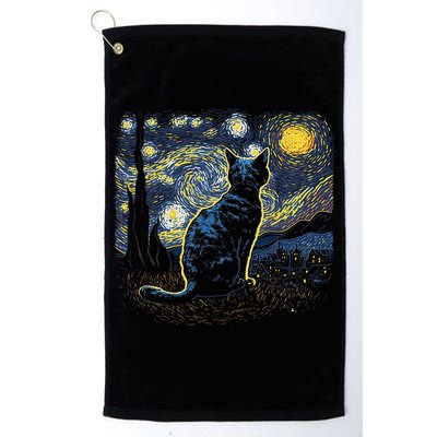 Starry Night Inspired Cat Gifts Funny Cat Golf Towel