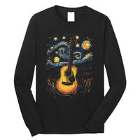 Starry Night Inspired Acoustic Guitar Long Sleeve Shirt