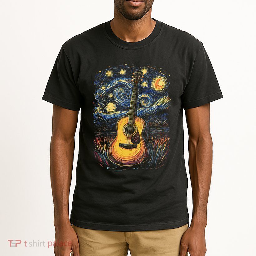 Starry Night Inspired Acoustic Guitar Tall T-Shirt