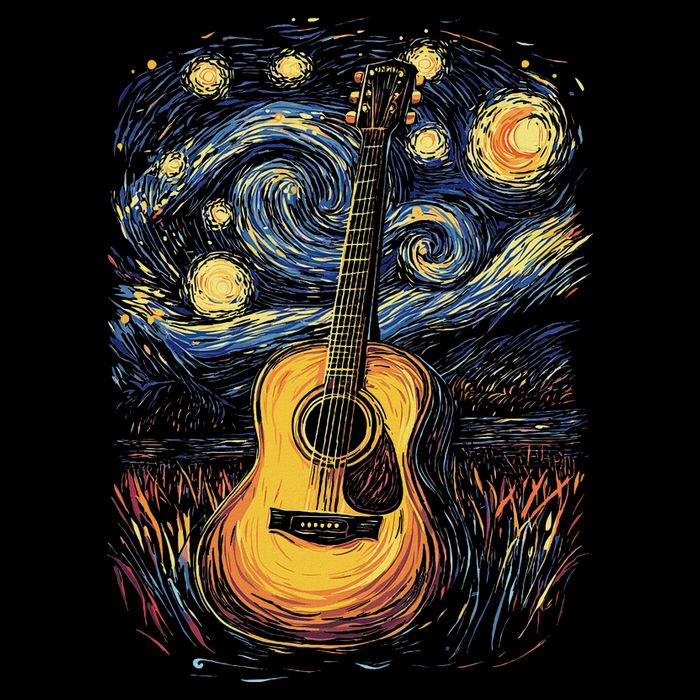 Starry Night Inspired Acoustic Guitar Impact Tech Backpack