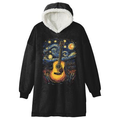 Starry Night Inspired Acoustic Guitar Hooded Wearable Blanket