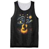 Starry Night Inspired Acoustic Guitar Mesh Reversible Basketball Jersey Tank