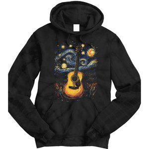 Starry Night Inspired Acoustic Guitar Tie Dye Hoodie