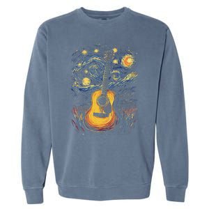 Starry Night Inspired Acoustic Guitar Garment-Dyed Sweatshirt