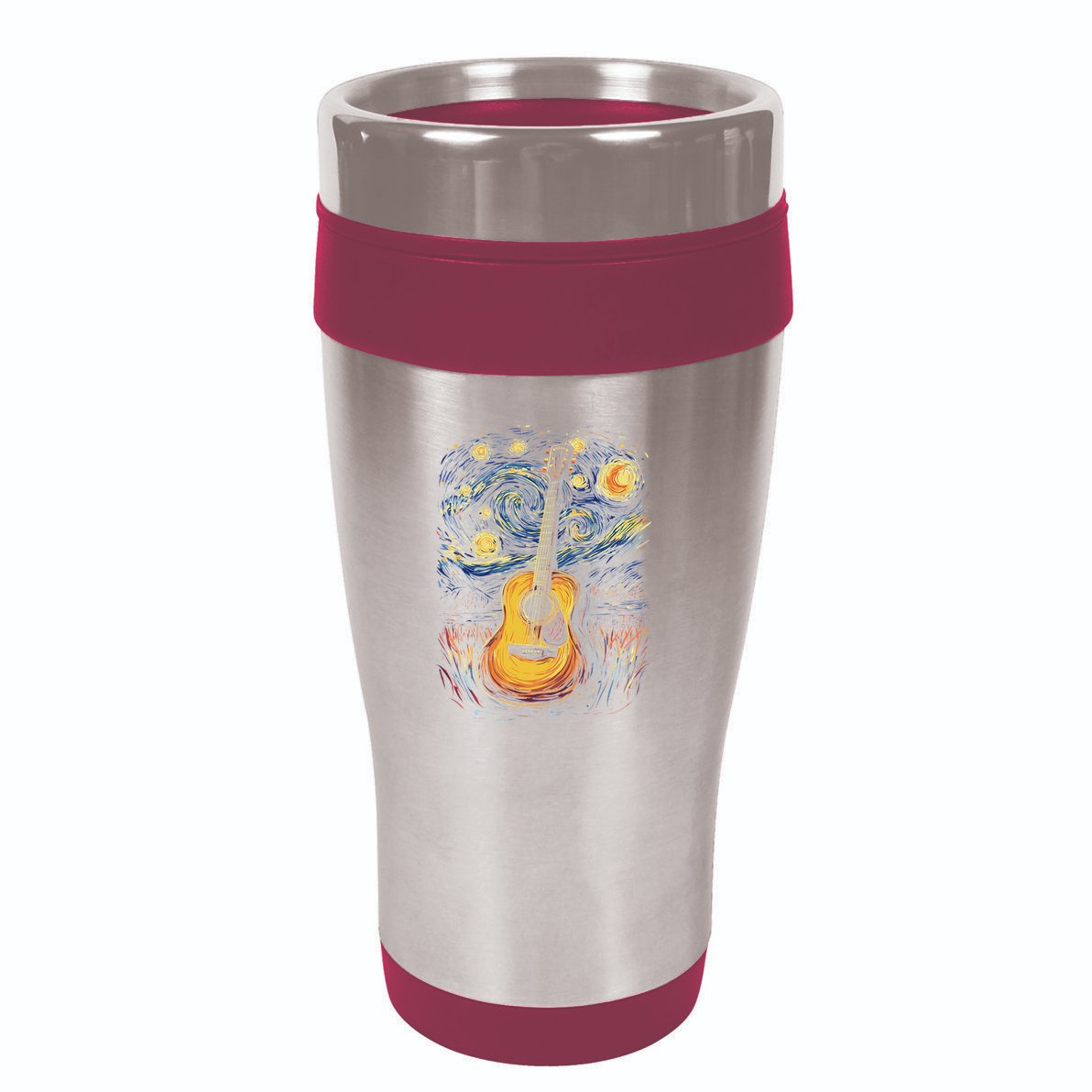 Starry Night Inspired Acoustic Guitar 16oz Travel Tumbler