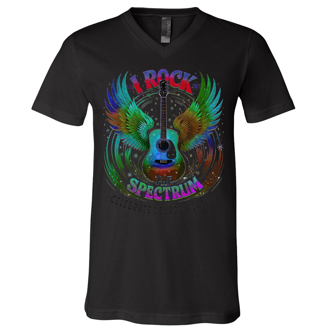 Spectrum Neurodiversity I ROCK THE SPECTRUM Autism Mom V-Neck T-Shirt
