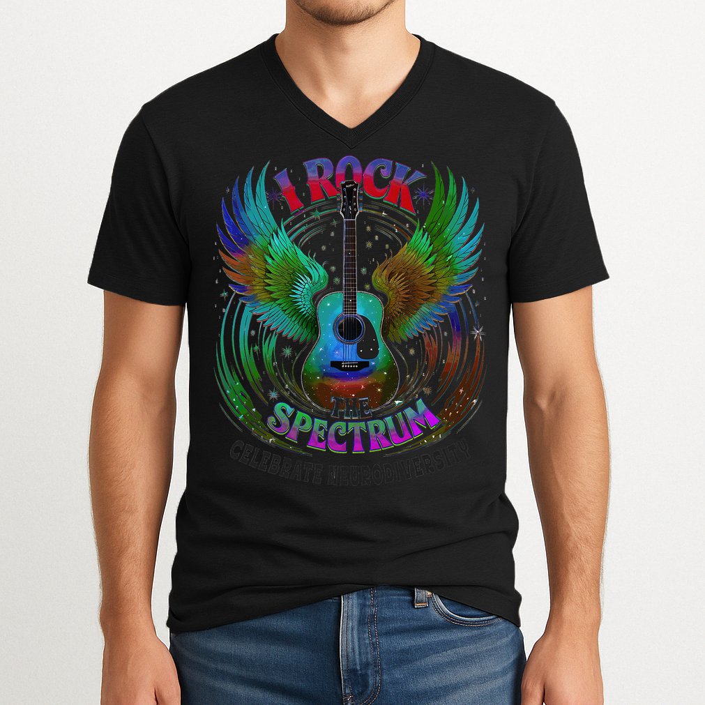 Spectrum Neurodiversity I ROCK THE SPECTRUM Autism Mom V-Neck T-Shirt