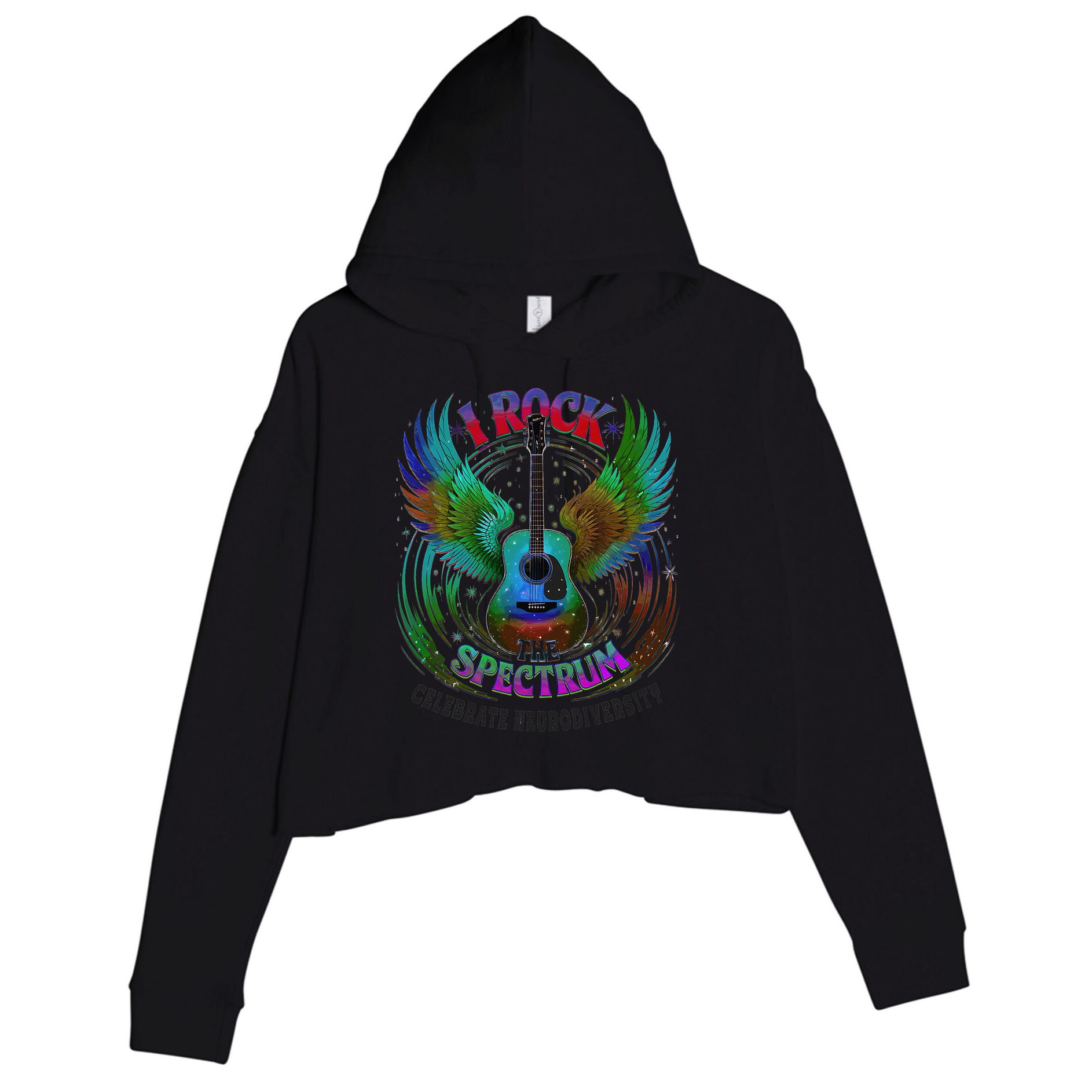 Spectrum Neurodiversity I ROCK THE SPECTRUM Autism Mom Crop Fleece Hoodie