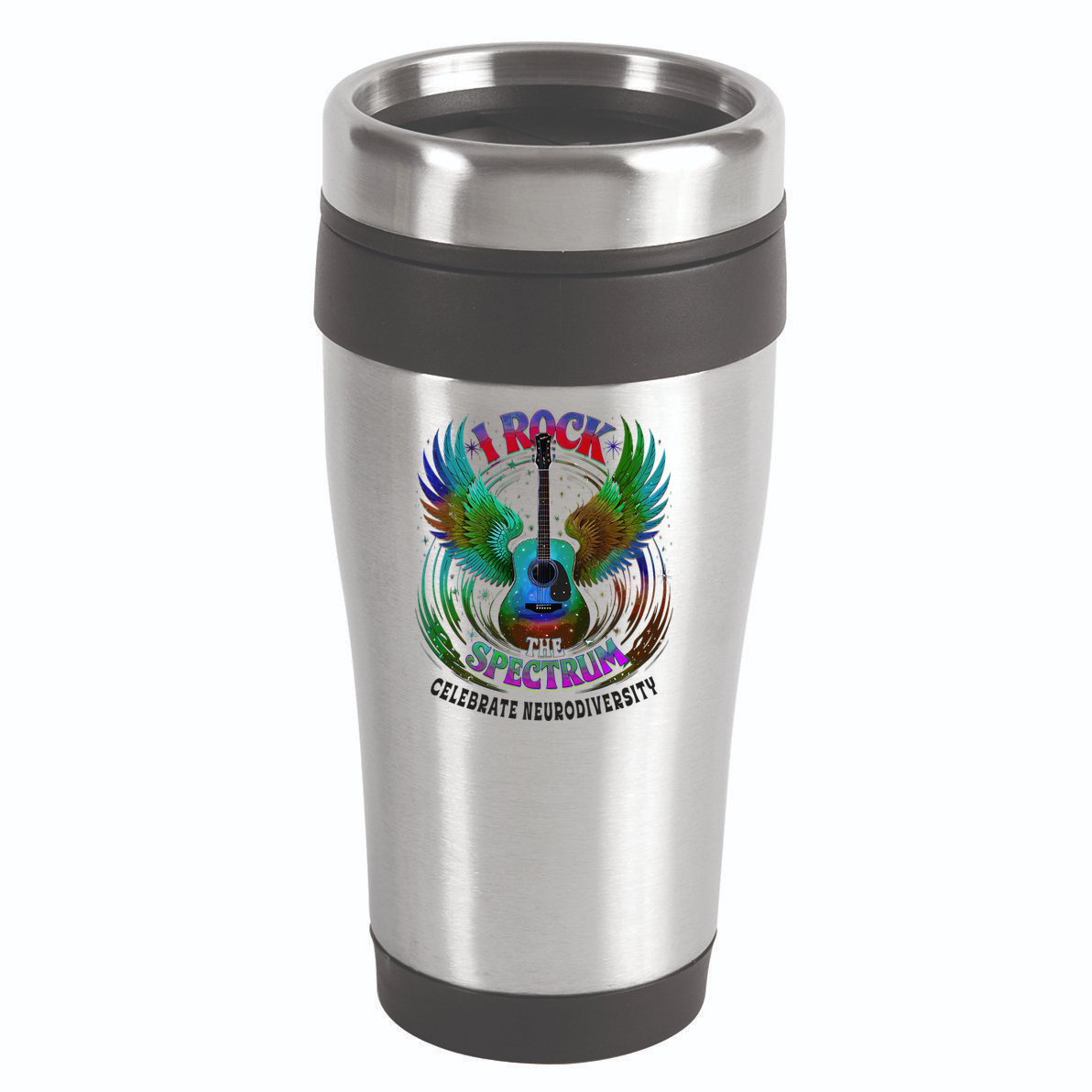 Spectrum Neurodiversity I ROCK THE SPECTRUM Autism Mom 16oz Travel Tumbler