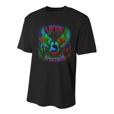 Spectrum Neurodiversity I ROCK THE SPECTRUM Autism Mom Youth Performance Sprint T-Shirt