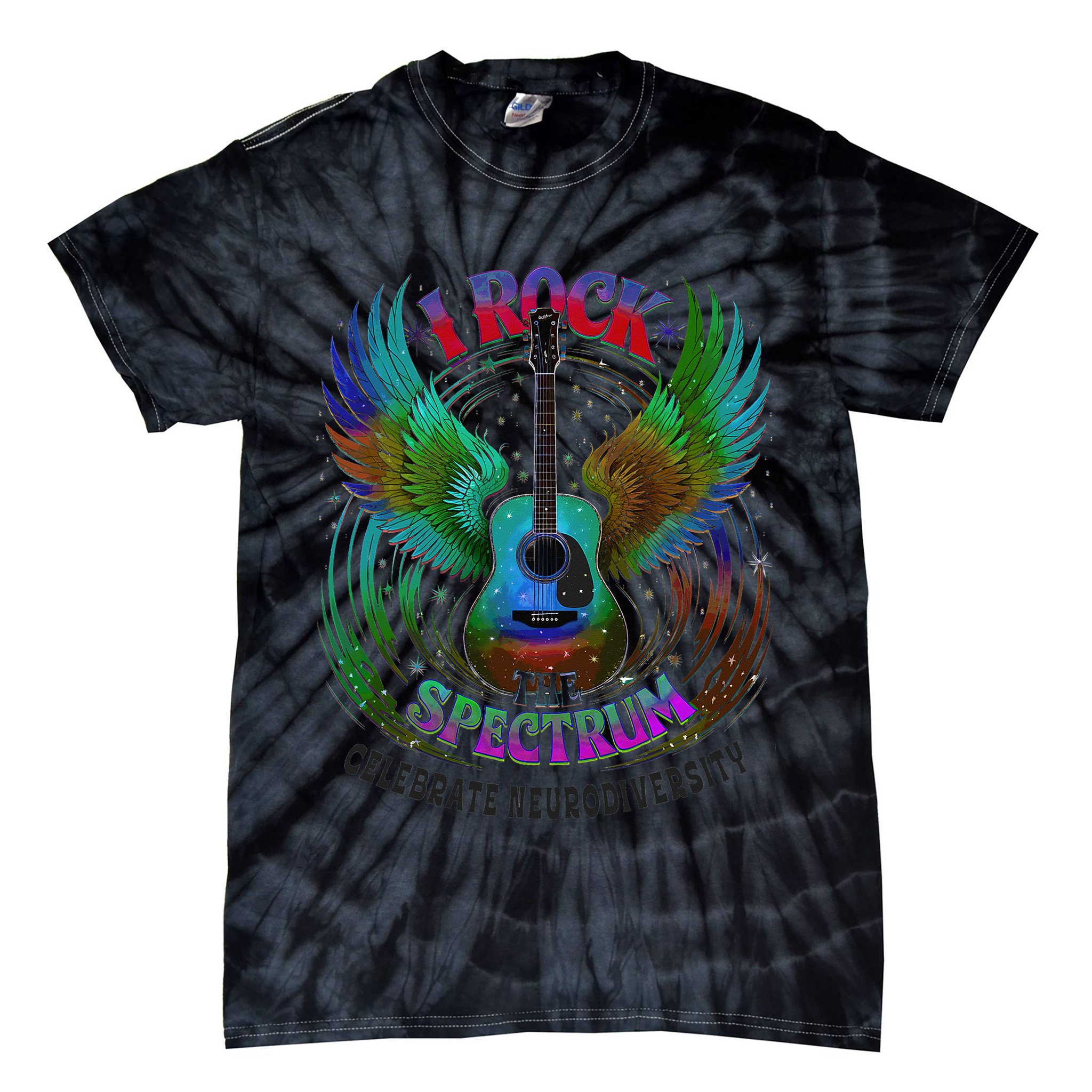 Spectrum Neurodiversity I ROCK THE SPECTRUM Autism Mom Tie-Dye T-Shirt