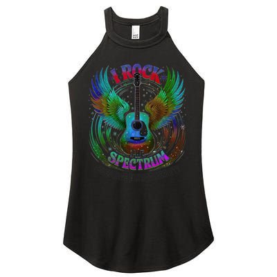 Spectrum Neurodiversity I ROCK THE SPECTRUM Autism Mom Women's Perfect Tri Rocker Tank