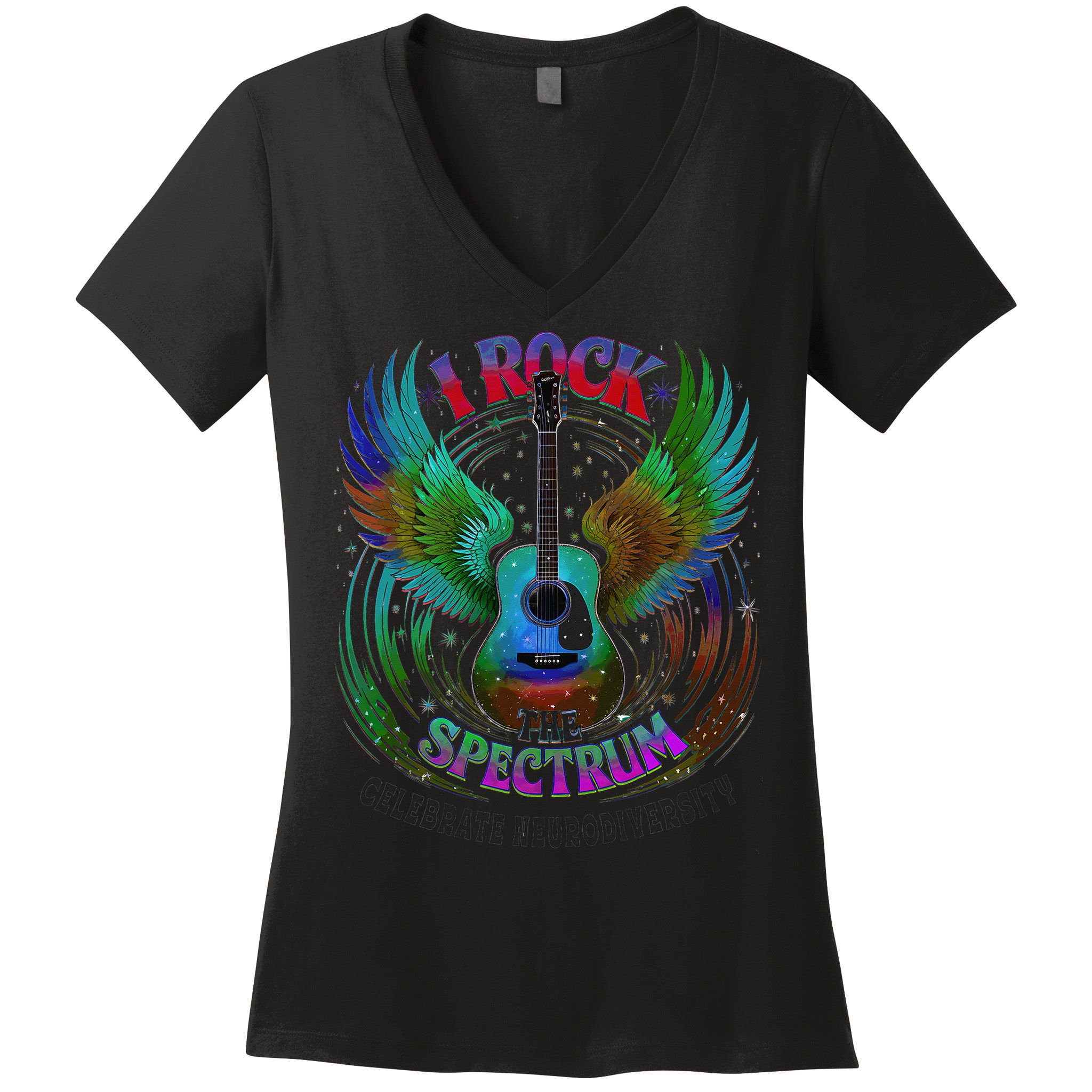 Spectrum Neurodiversity I ROCK THE SPECTRUM Autism Mom Women's V-Neck T-Shirt