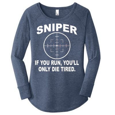 Sniper If You Run You'll Only Die Tired Women's Perfect Tri Tunic Long Sleeve Shirt